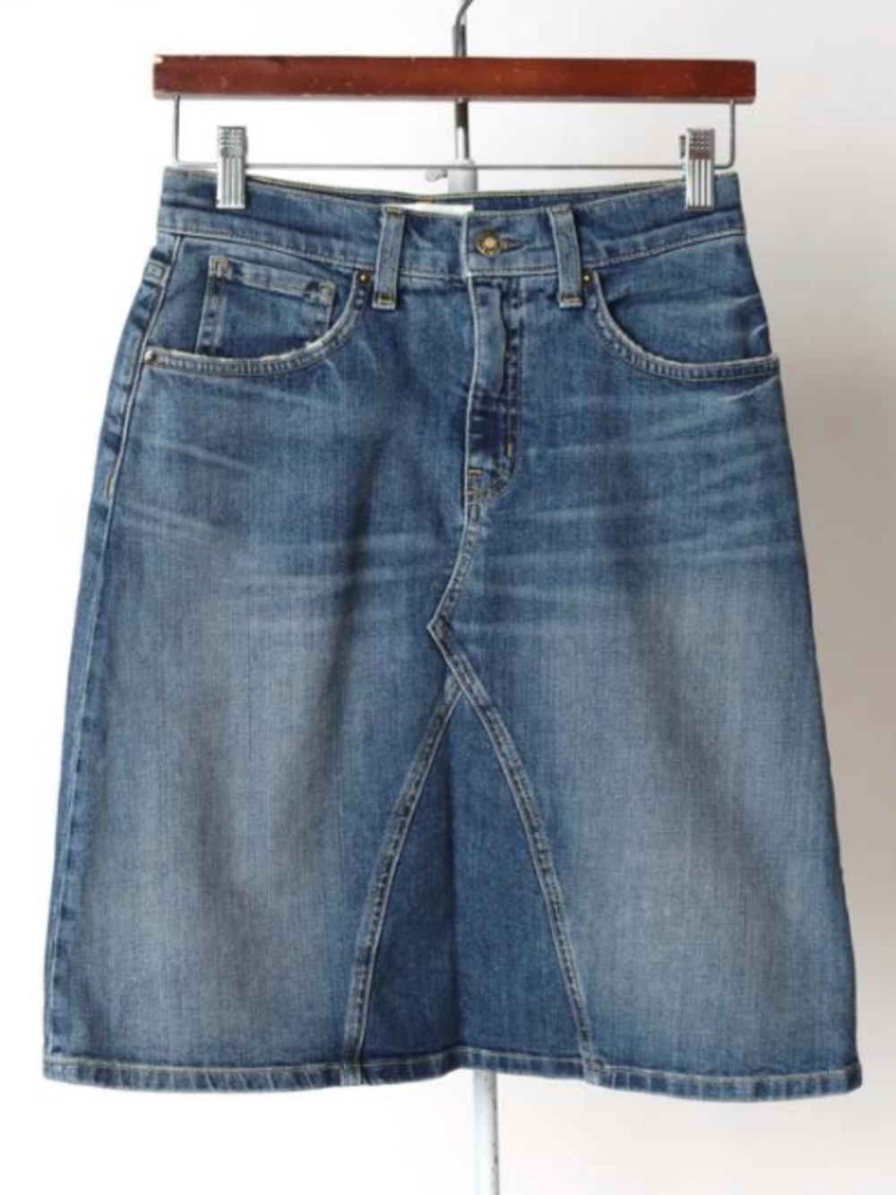 Nili Lotan Skirt Womens Blue Denim A-Line MIRIELLE Classic Wash Size 30